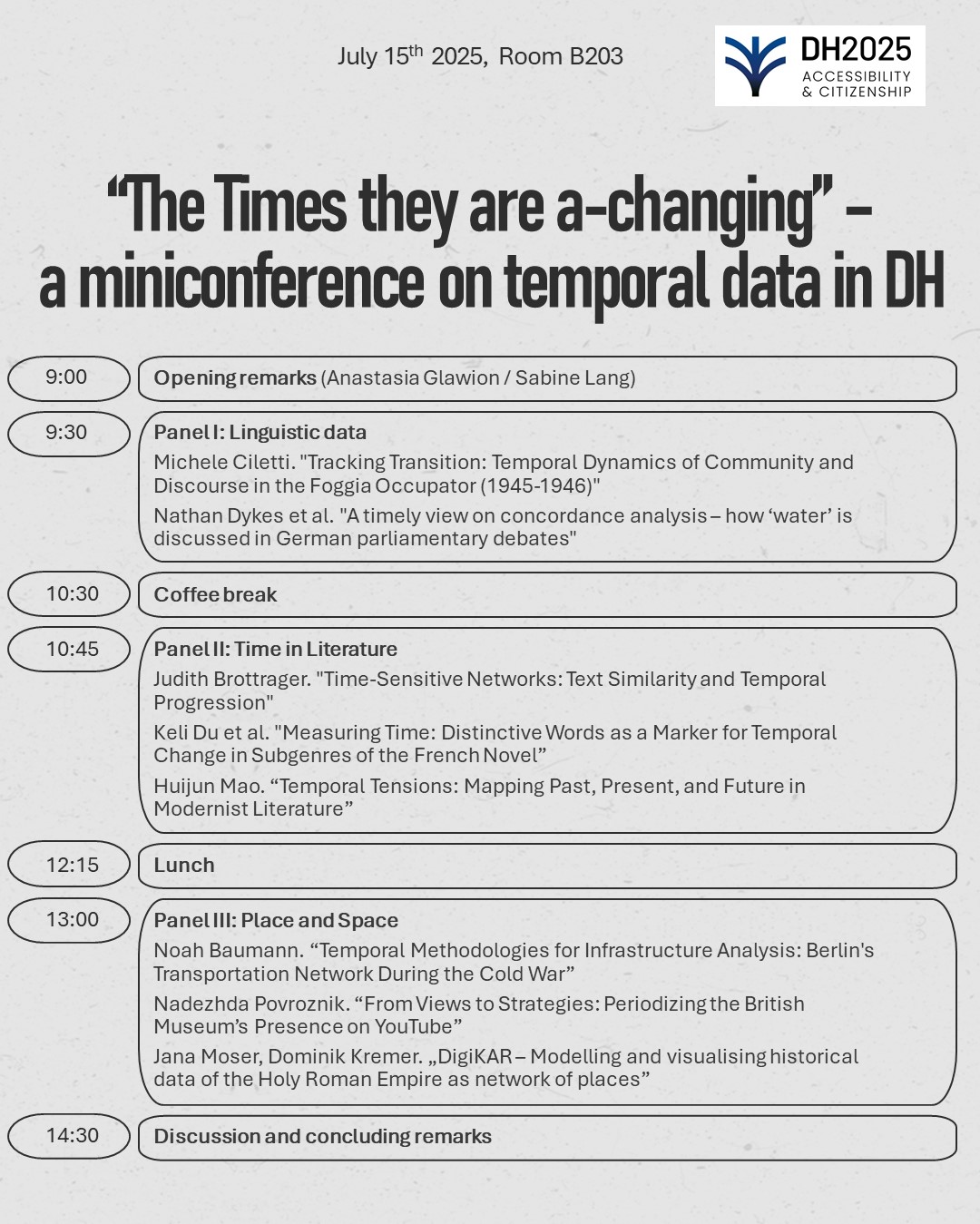 Mini conference Schedule